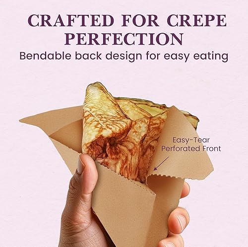 Miniatura 3 de Eco Kraft de tamaño regular, soporte perforado para crepé francés (paquete de 100), soporte de cartón para crepé, 10.58 oz, resistente, 7 x 7