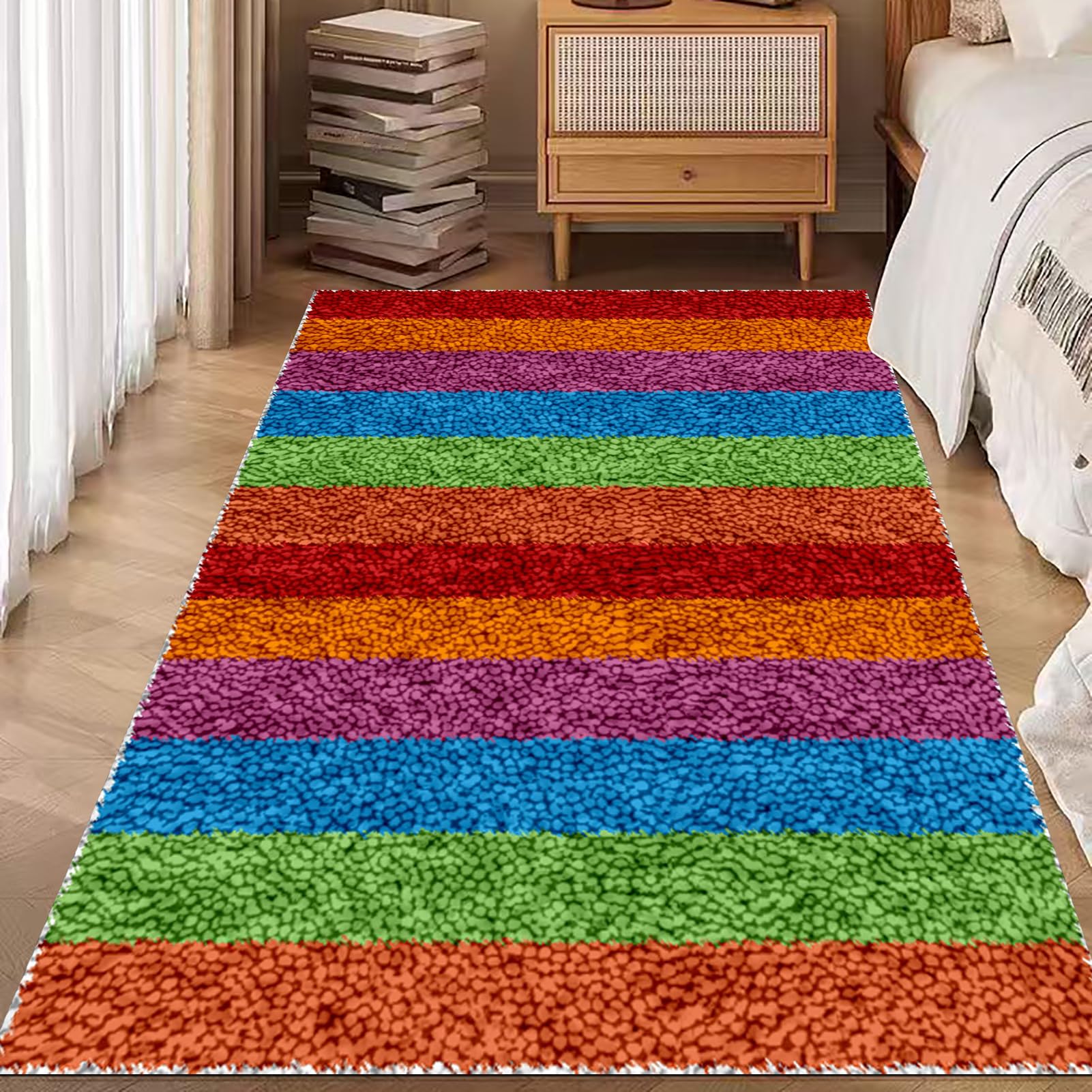 Laegnfho Latch Hook Kits for Adults Latch Hook Rug Kits Latch Hook Kit for Beginners Adults Handmade Home Decoration Rug Making Kits for Adults Latch Hook Mats Latch Hook Cushion Kits 90 x 120 cm