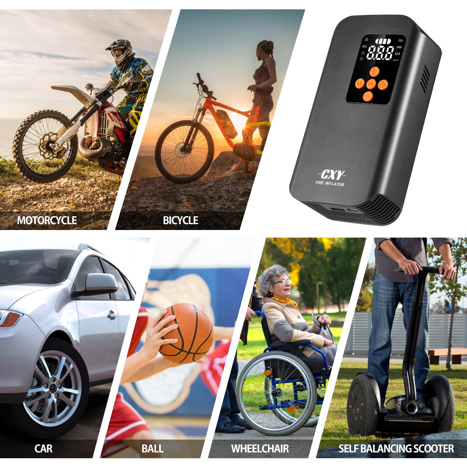 Compressore Aria Portatile Makota Batteria Mini Gonfiatore Auto Ricari – Antonio E Angela Shop - Foto 4