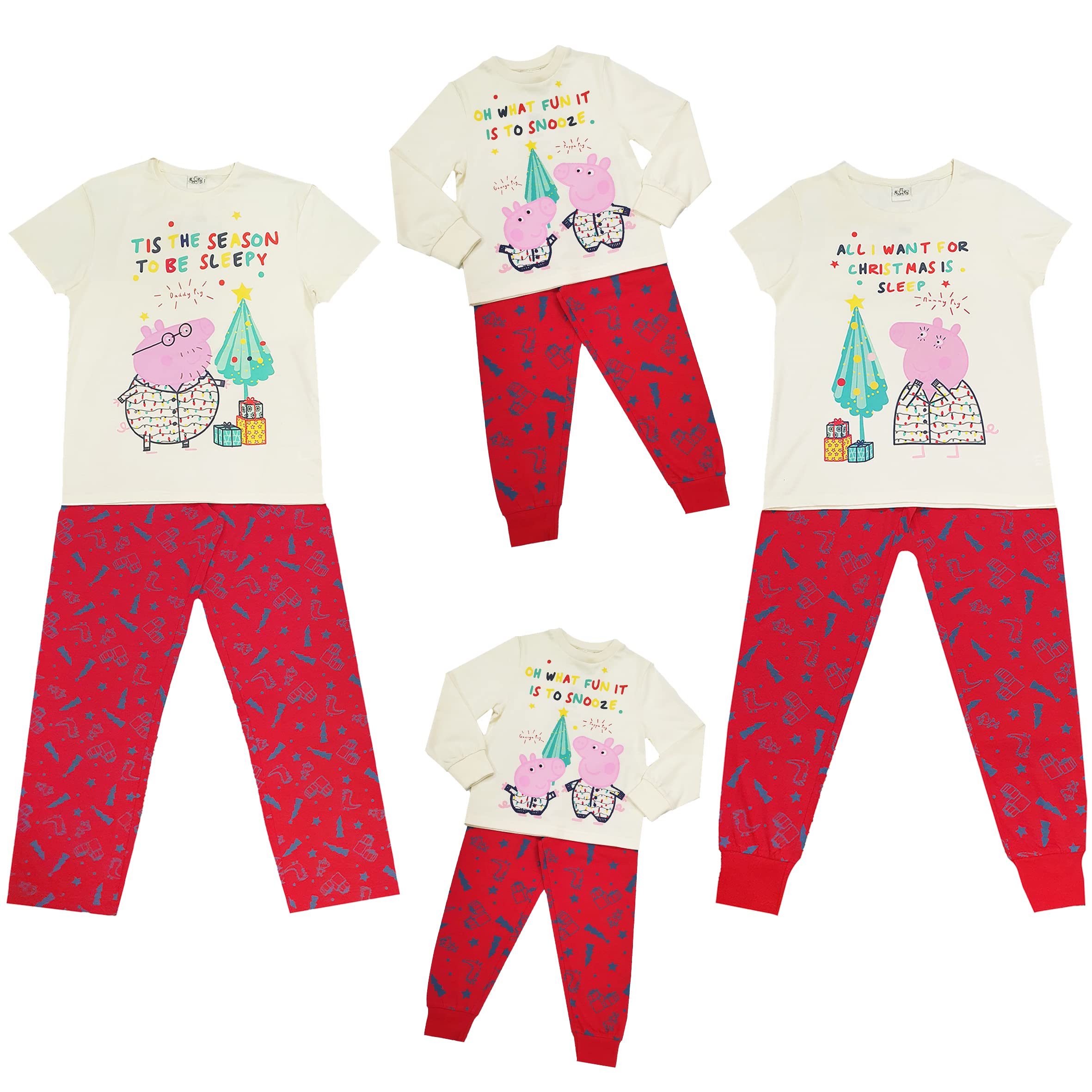 Peppa Pigfamily Matching Christmas Pyjamas Mens Ladies Kids
