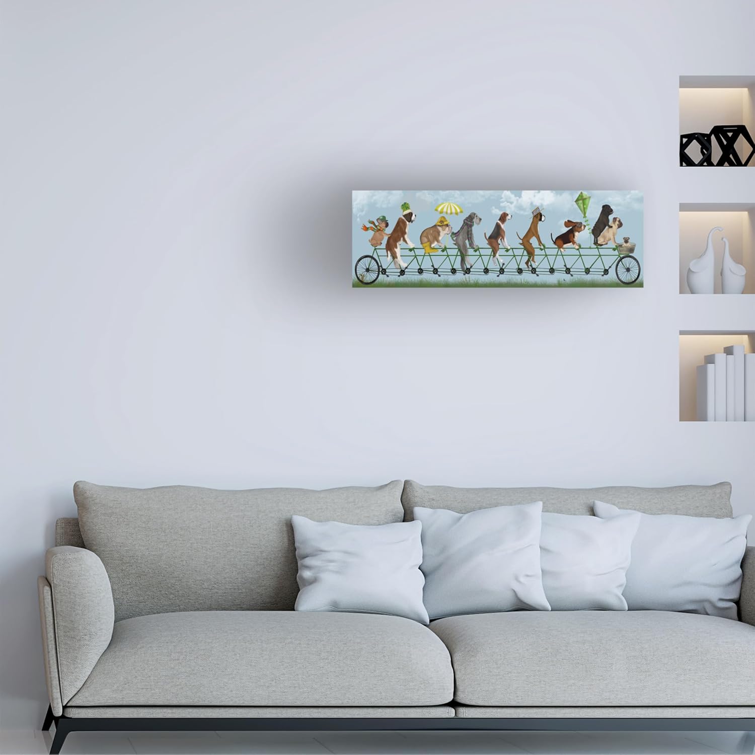 Wrapped Canvas Wall Art - Fab Funky 'Mutley Crew on Tandem' Wall Art for Living Room, Bedroom, or Office Décor - 10x32