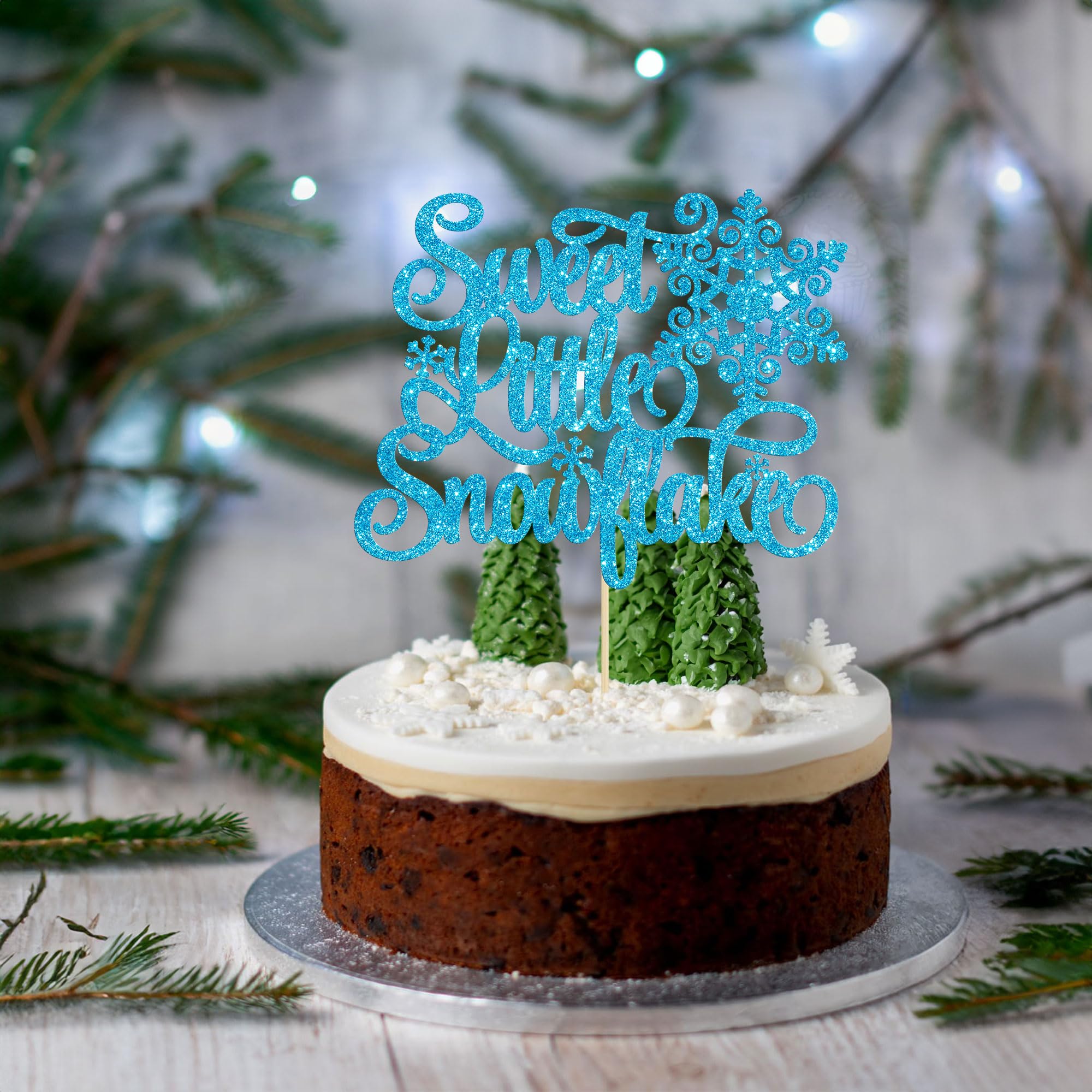 24 Stück Schneeflocken Cupcake-Topper – Glitzer, „Let It Snow“, Für Winterpartys