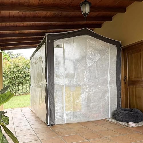 Miniatura 7 de EAGLE PEAK 8x6 Invernadero portátil de entrada con esquinas reforzadas de poliéster, invernadero instantáneo desplegable para interiores y