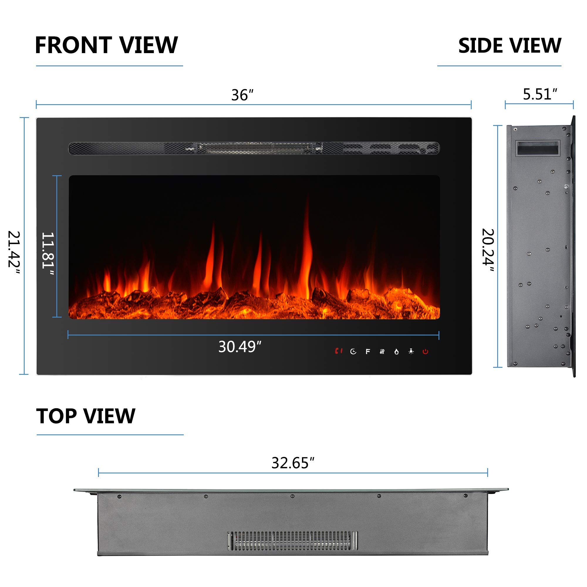 Buy PAOLFOX Electric Fireplace Inserts,36 inch Electric Fireplace
