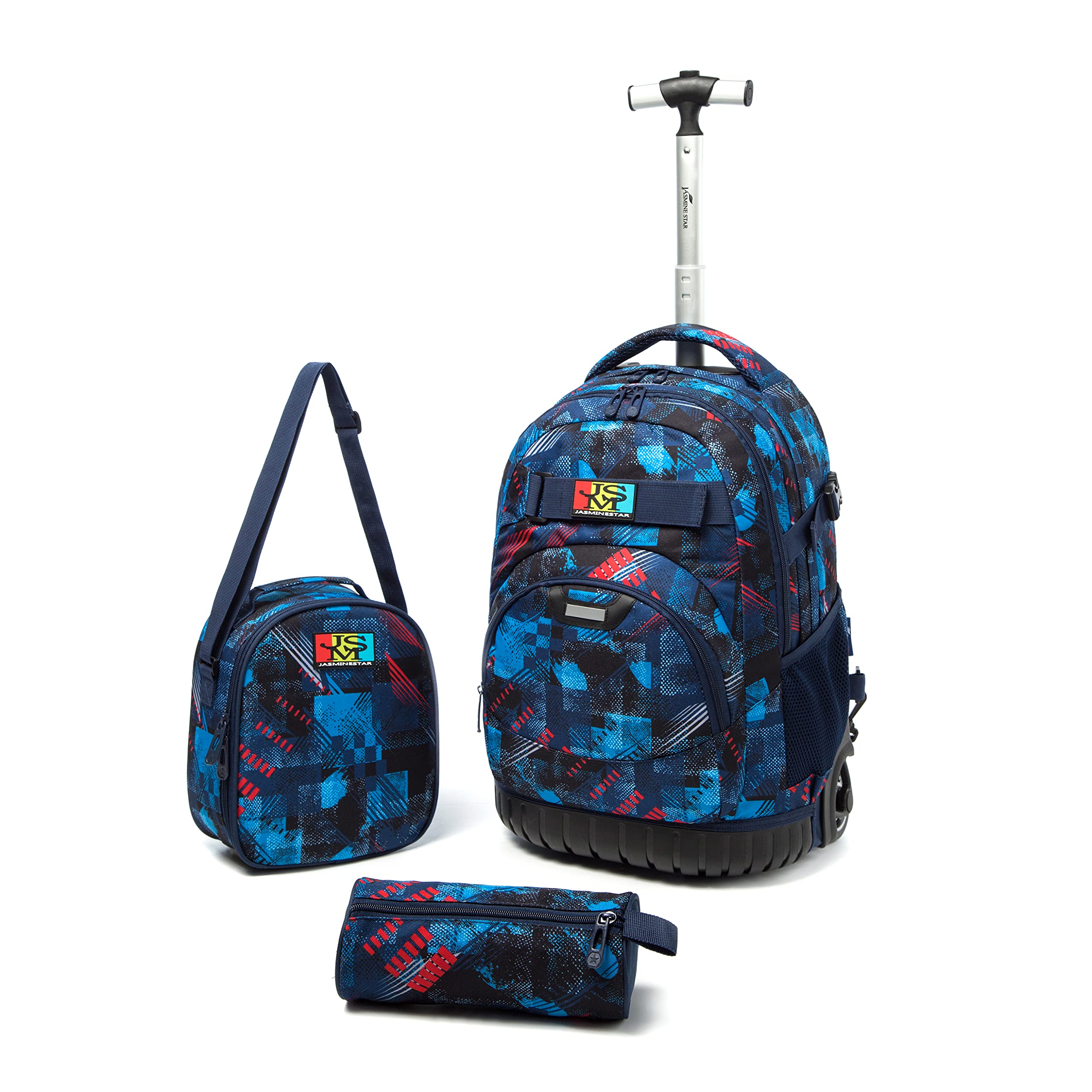 3pcs Rolling Backpack For School Sequin Backpack With Lunch Box
