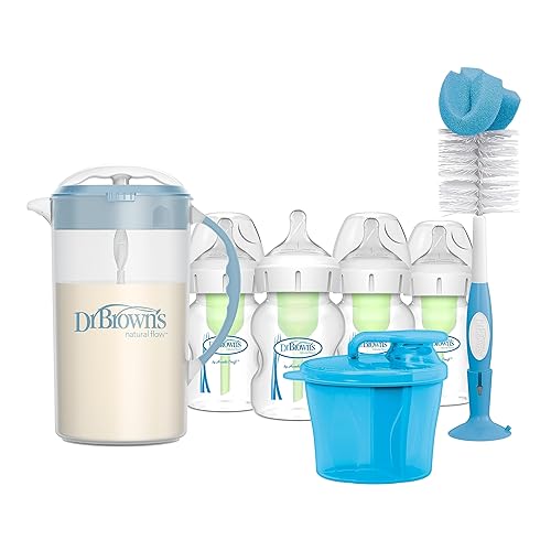 Dr. Brown's Biberones de cuello ancho de 5 oz5.1 fl oz, paquete de 4, con dispensador de fórmula de viaje, jarra de mezcla de fórmula y cepillo de disponible en Yaxa Peru