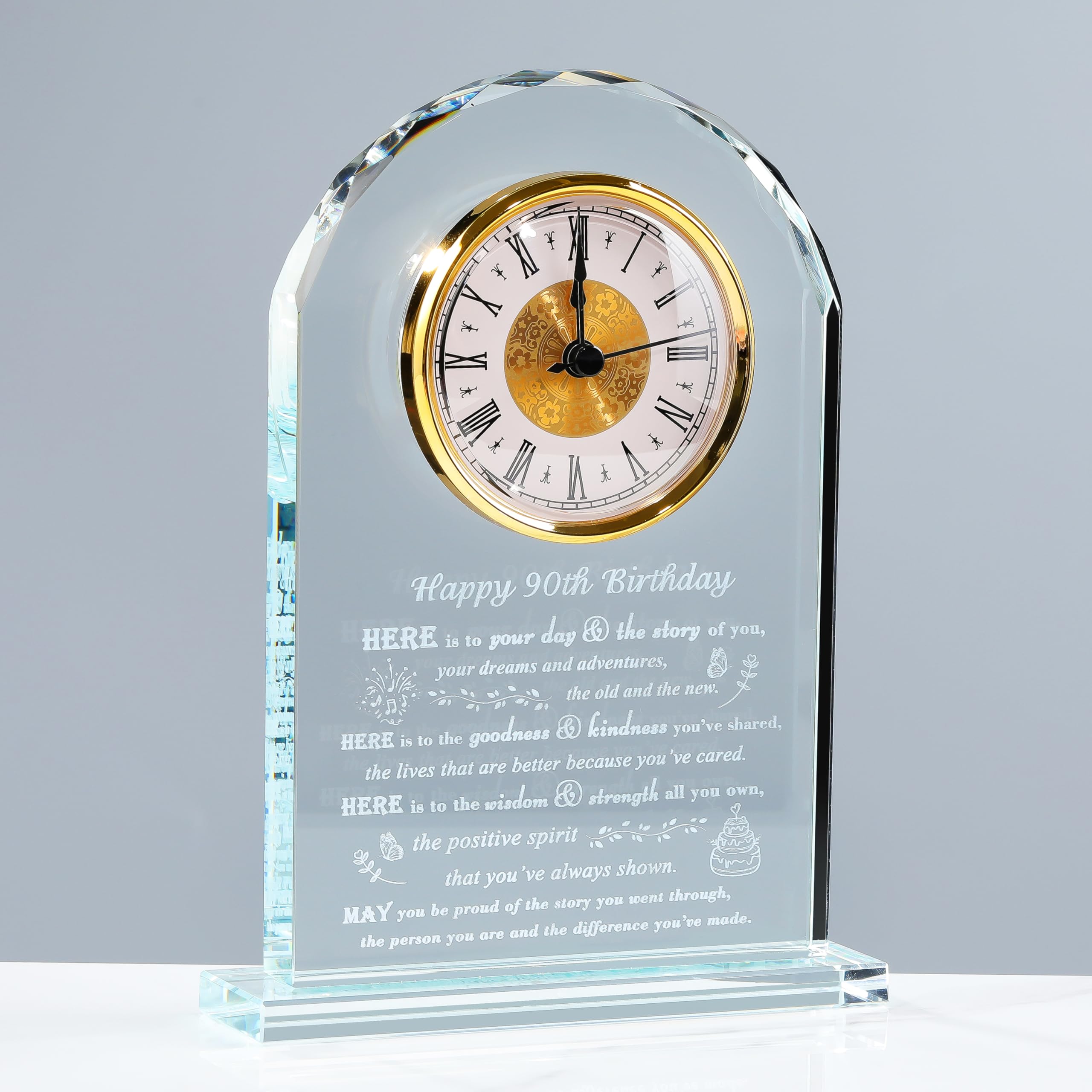 Movdyka 90th Birthday Gifts for Women Men Mom Dad Crystal Clock Decorations