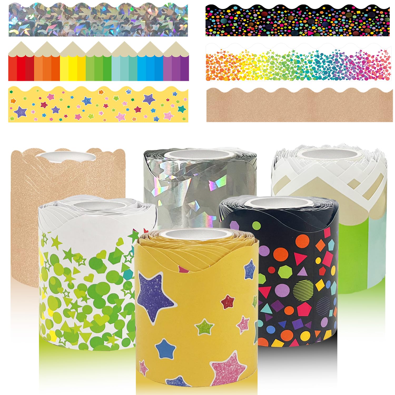 Photo 1 of STARLIBOO 198 Ft Bulletin Board Borders, 6 Rolls Bulletin Board Trim, Boho Bulletin Board Borders, Classroom Borders for Bulletin Board Bulletin.