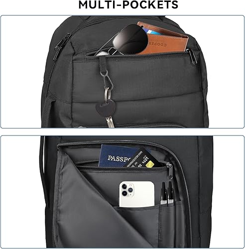 Miniatura 8 de Mochila de viaje para laptop, mochila de negocios para hombres y mujeres, mochila universitaria resistente al agua para laptop de 17 pulgadas, Negro