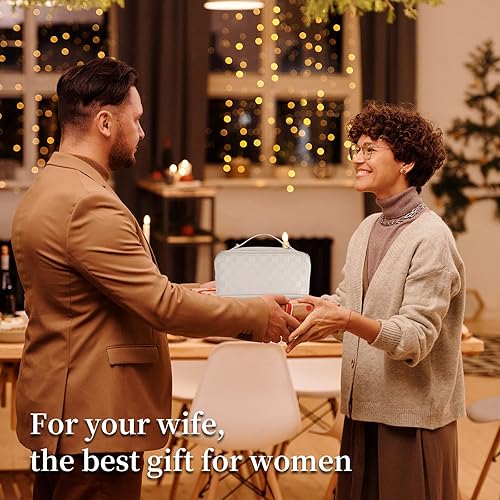 Miniatura 6 de CELEDAS Bolsa de cosméticos - bolsa de cosméticos con patrón de verificación - bolsa portátil impermeable para el cuidado de la piel - bolsa de