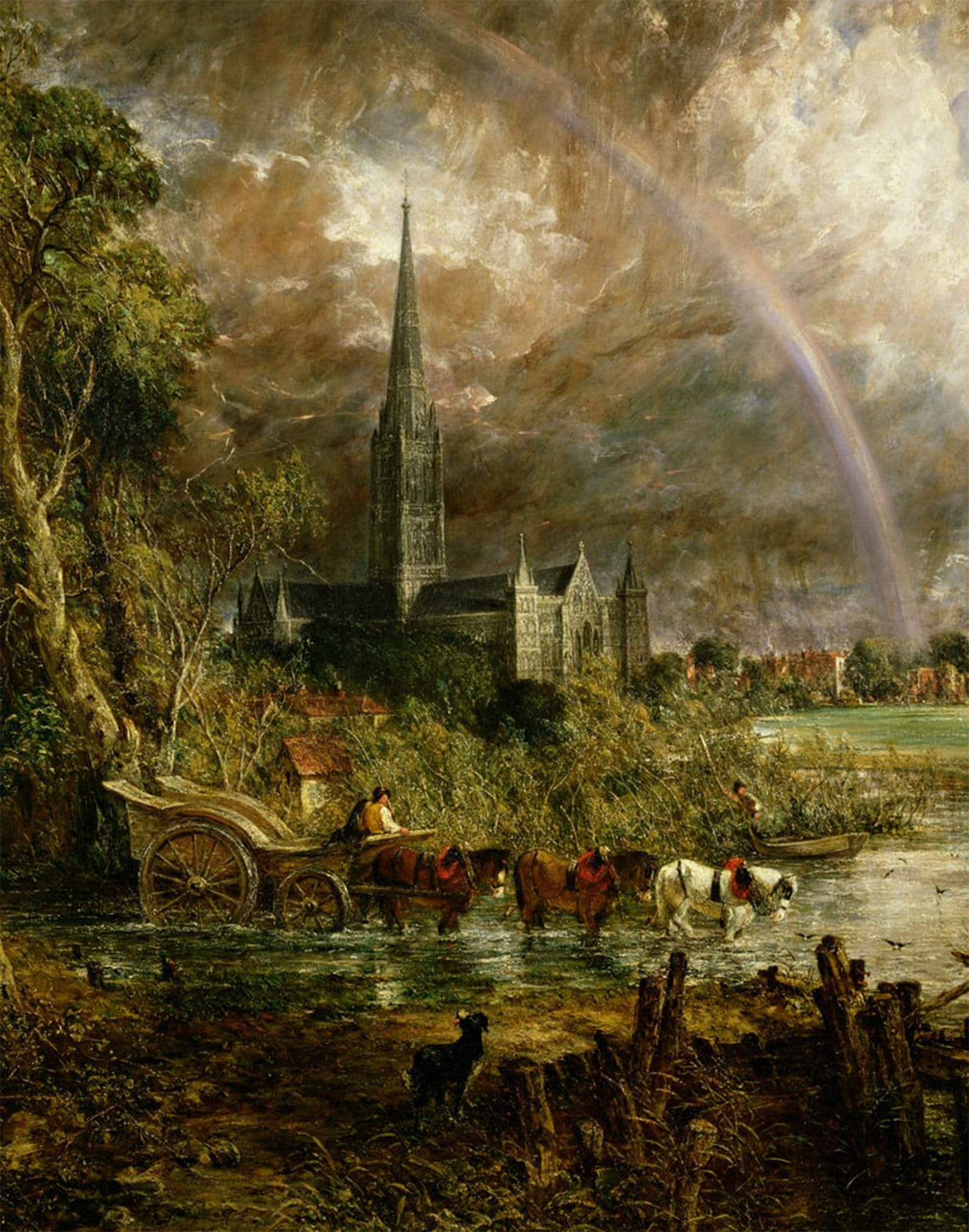 ARTXLXXBN Famous Prints Artwork Pictures Poster Painting Art Salisbury Cathedral From the Meadows by John Constable Artwork Landscape Pictures for Home Decor 60x90cm