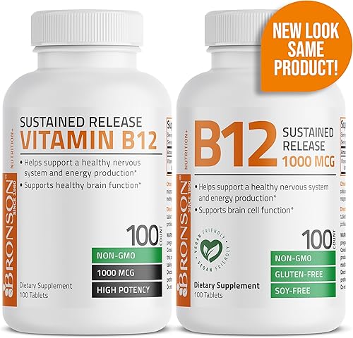 Miniatura 2 de Bronson Labs Vitamina B-120000035 oz liberación lenta programada sostenida Vitamina B12 Comprimidos 1