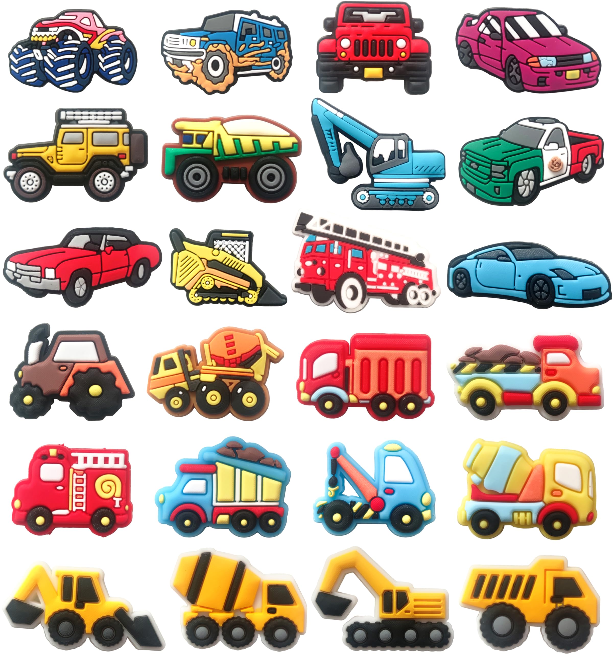 Mowzury Car & Truck Shoe Charms for Boys, 24 PCS Vehicle Shoe Decoration Pins for Clog, Cute Shoe Accessories for Party Favor Gifts