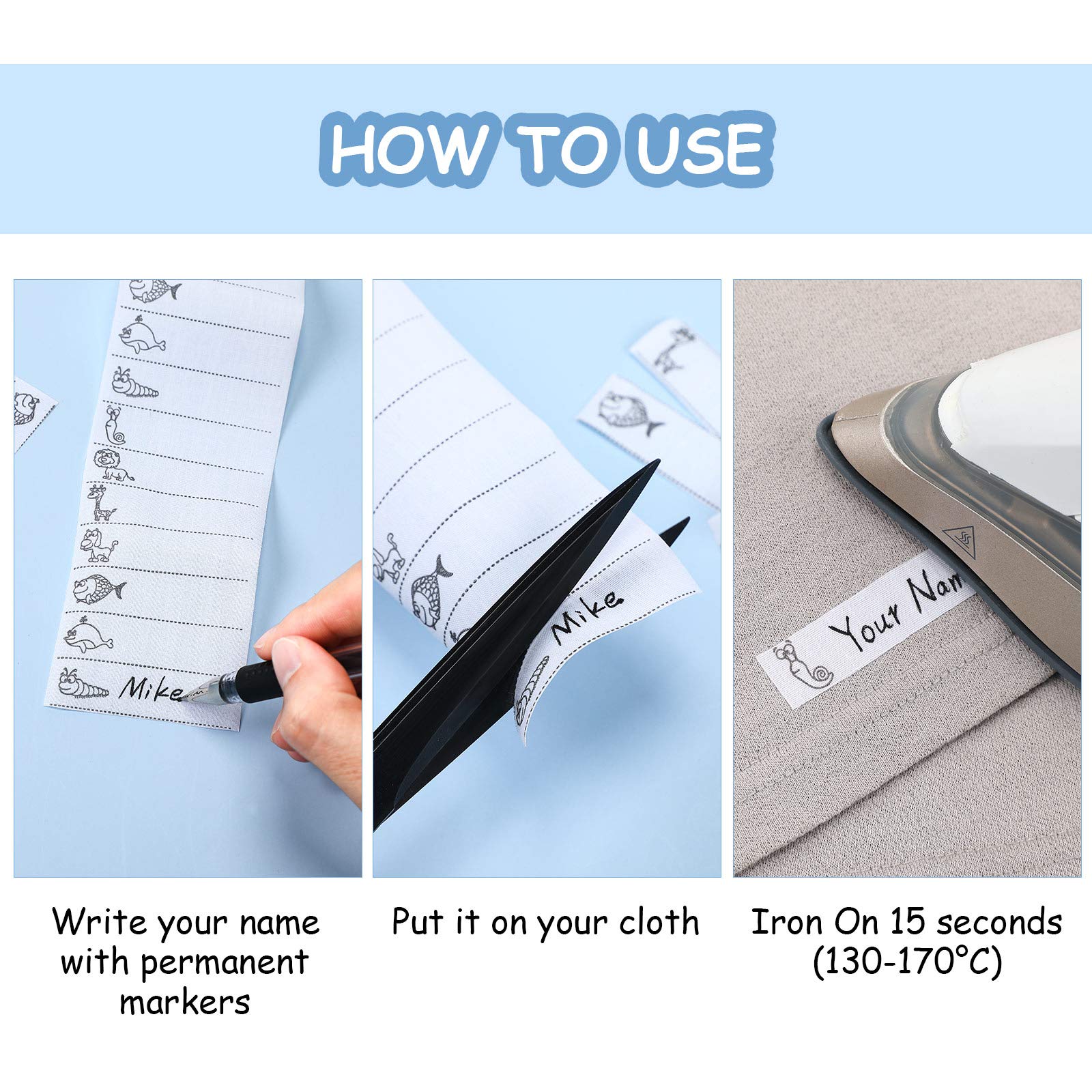 Buy 400 Pieces Writable Iron on Clothing Labels, Iron on Fabric Labels