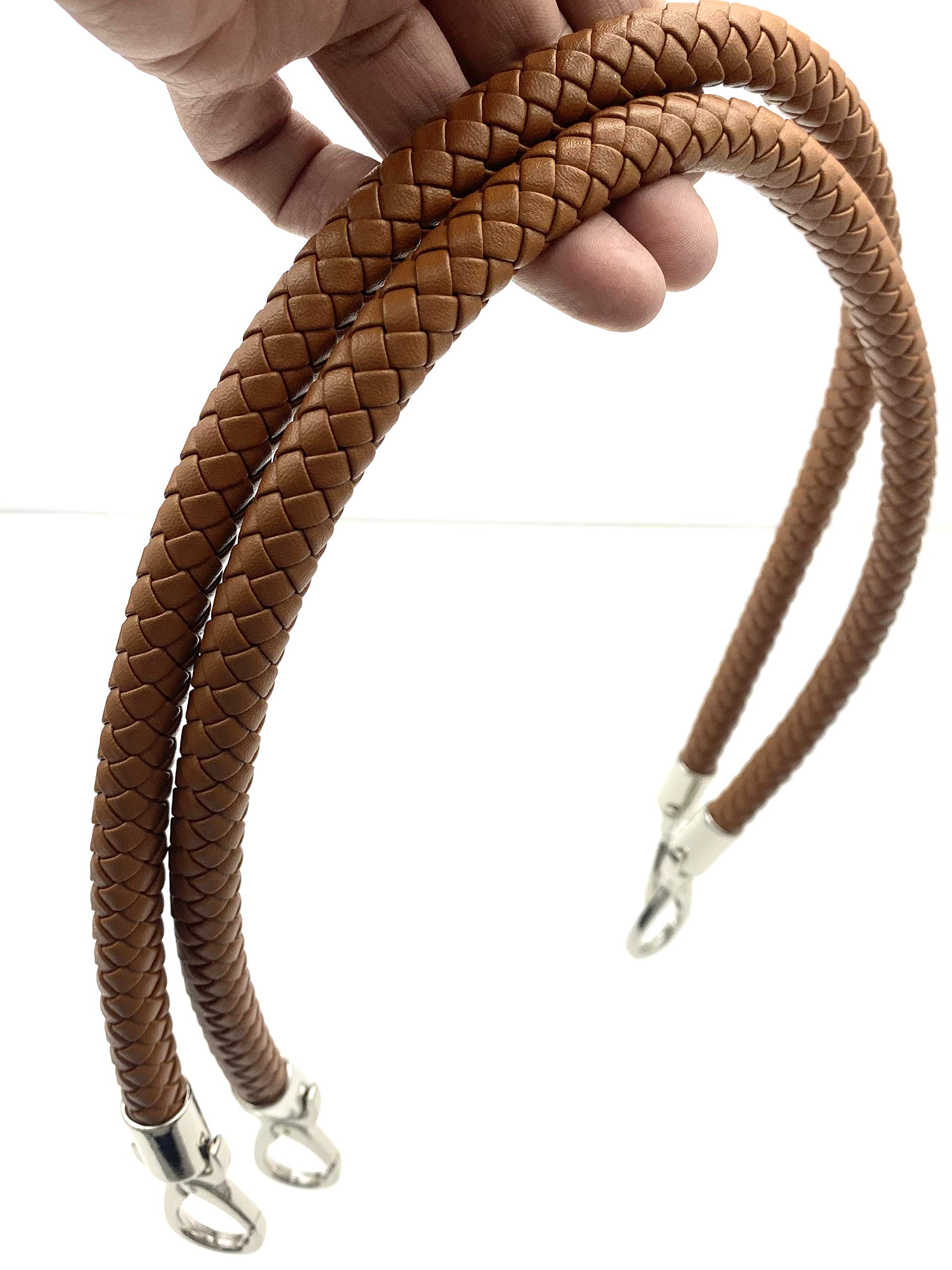 Lot de 2 poignées de sac à main en similicuir avec crochets Marron foncé mat 63,5 cm