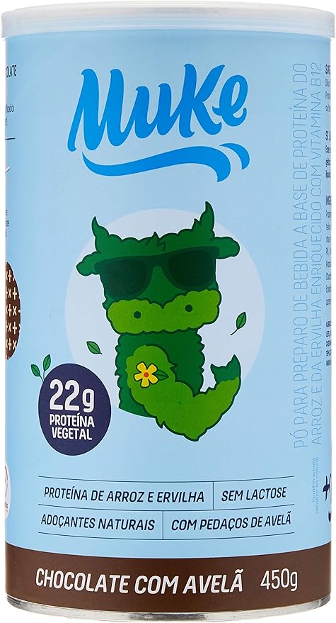 Muke - Pote Proteína Vegana - 450g - Chocolate com Avelã