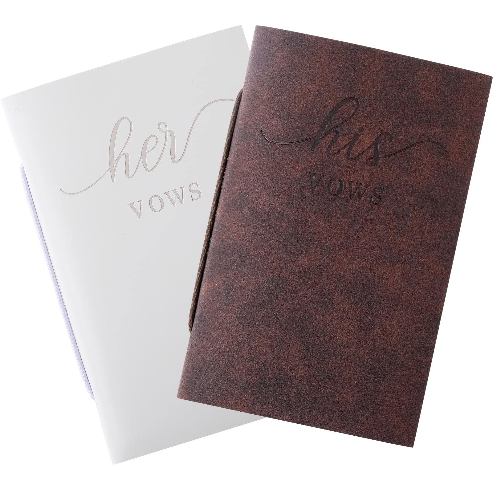 2 Pcs Wedding Vow Books His and Hers Vow Books Vow Notebook for Wedding Vows Journal Wedding Day Officiant Book 5.9 x 3.9 Inch, Bridal Shower Gifts, Wedding Keepsake, 50 Pages/Pcs (White, Coffee)