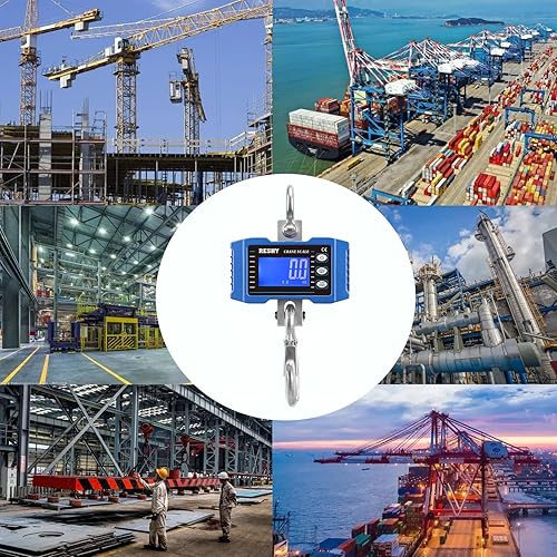 Miniatura 7 de RESHY Báscula digital de grúa de 2200 libras2,204.6 lbs, báscula colgante digital industrial resistente para granja, ciervos, ganado, fábrica,