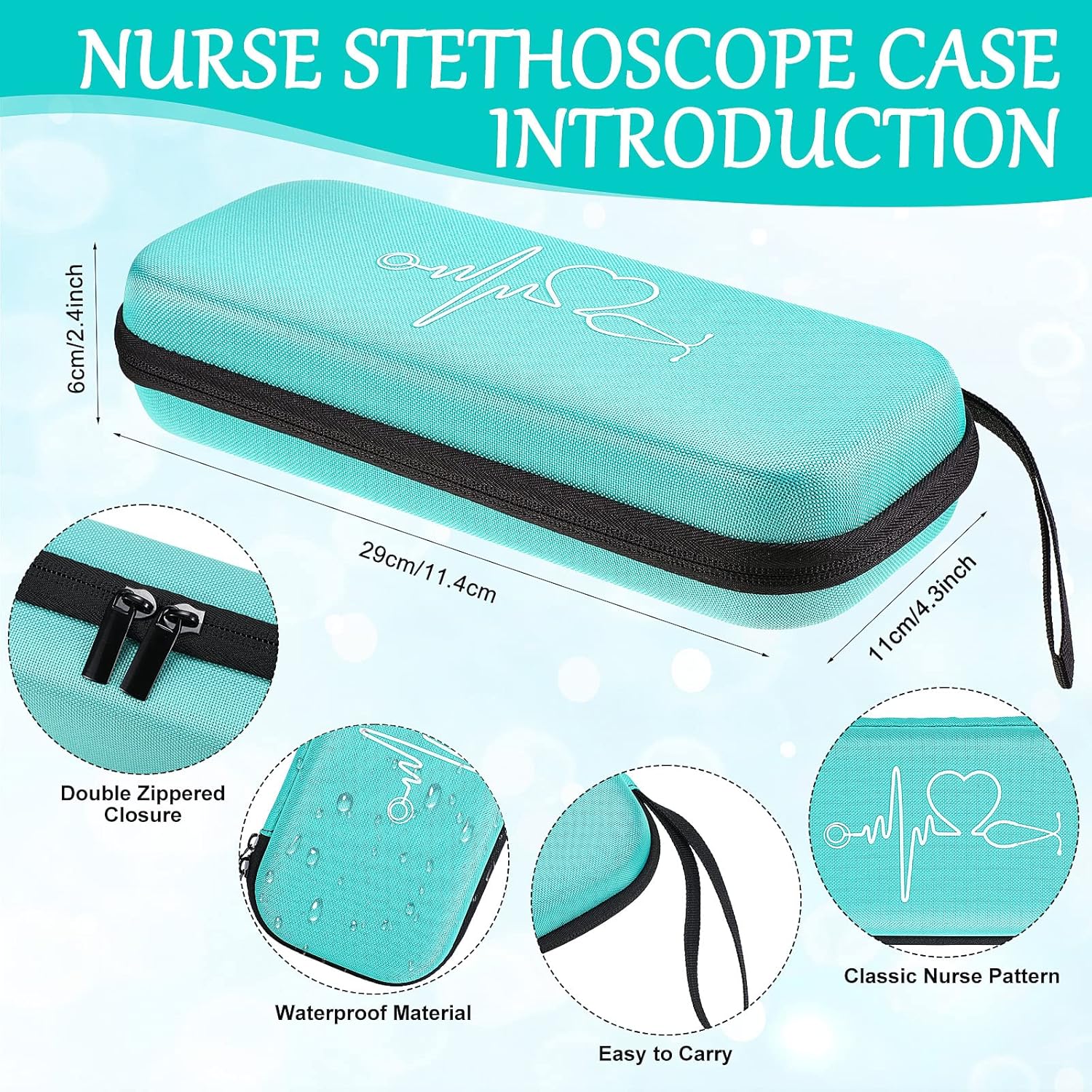 Coume 4 Pcs Christmas Nurse Gifts for Women Peace Love Nursing Appreciation Gift Set Include Tote Bag Stethoscope Case Tumbler Keychain for RN, NICU, Practitioner, Nurses Week, Graduation(Turquoise)