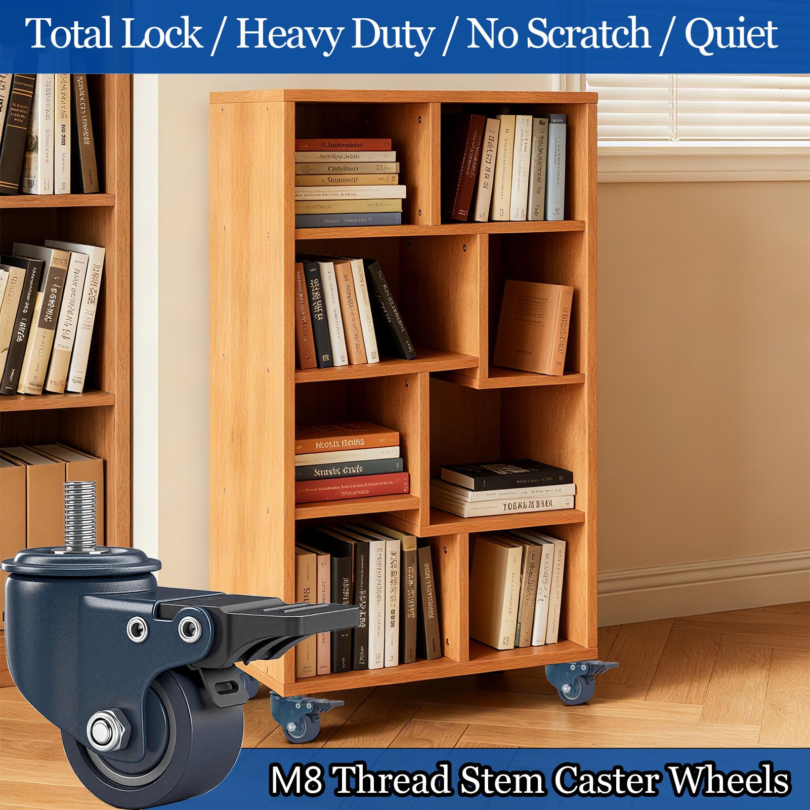 Industrial Stem Casters - M8 Locking Brake Wheels -2 Industrial Stem Casters - M8 Locking Brake Wheels -2