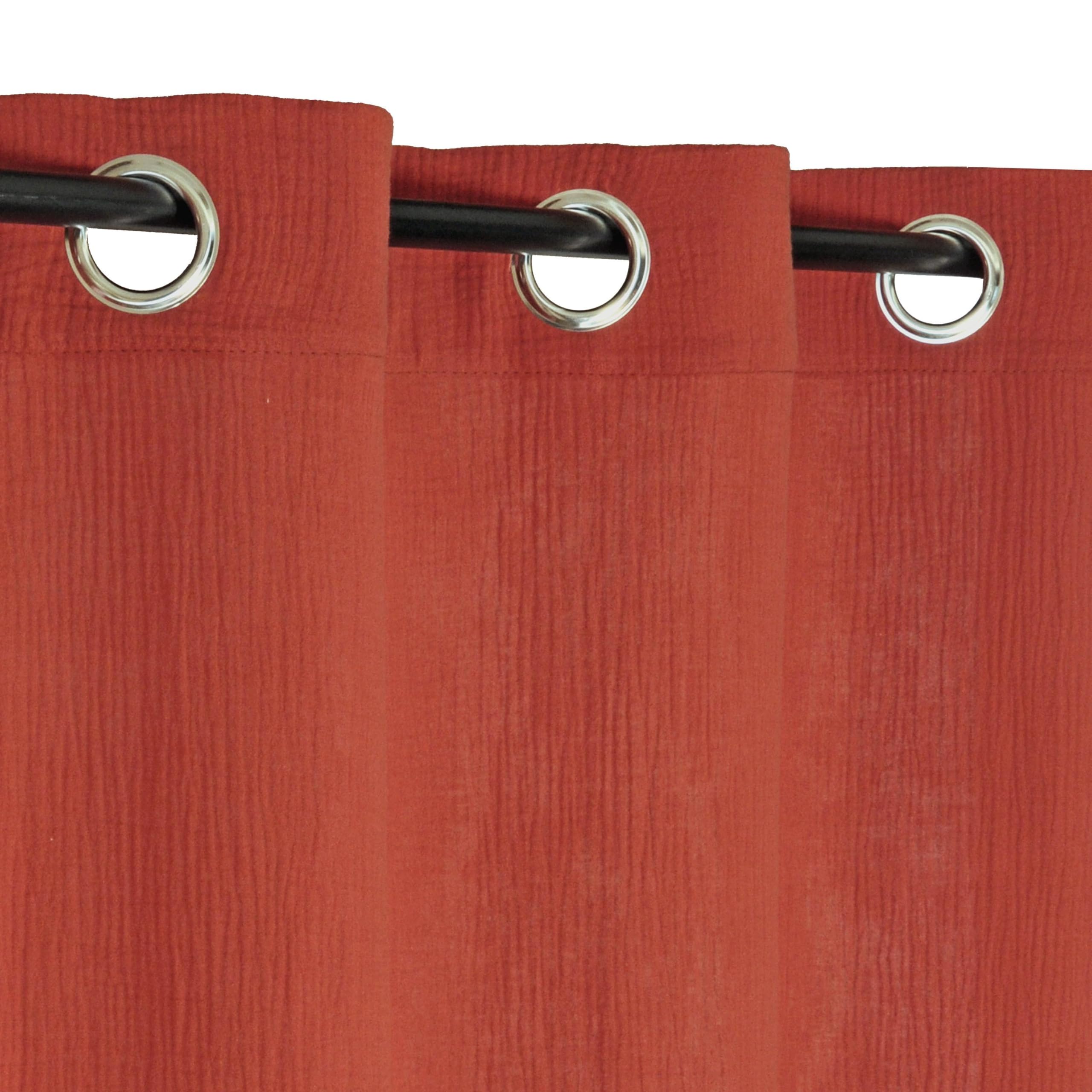 Atout Ciel Tenda in doppia garza di cotone con occhielli, 130 x 240 cm, pronta da appendere, in terracotta