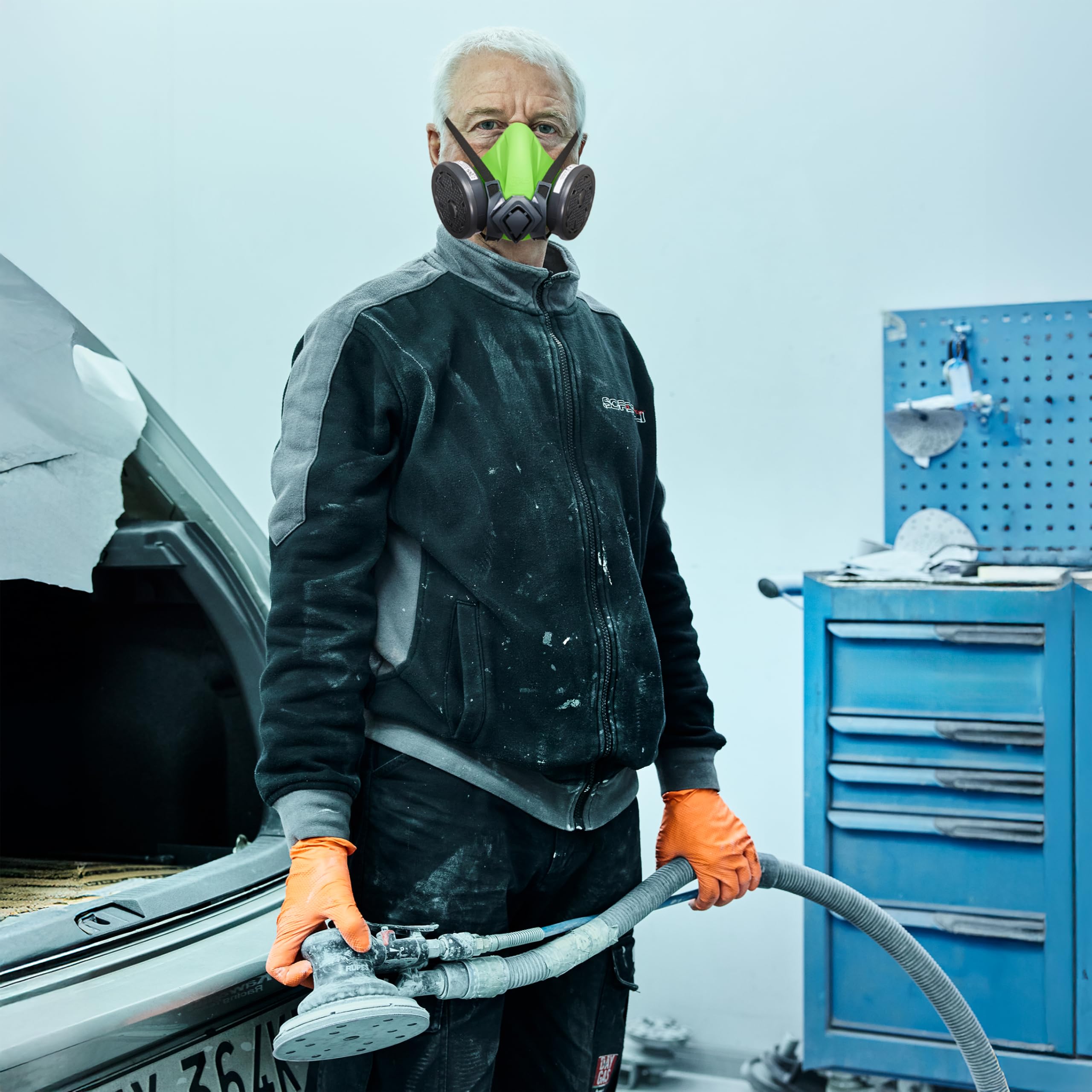 BLS 4500next P3 R D Demi-masque de Protection en Silicone et 2 Filtres Remplaçables 202 P3 avec Raccord à Baïonnette b-lock. Pour Poussières, Menuiserie, Construction, Soudage et Bricolage