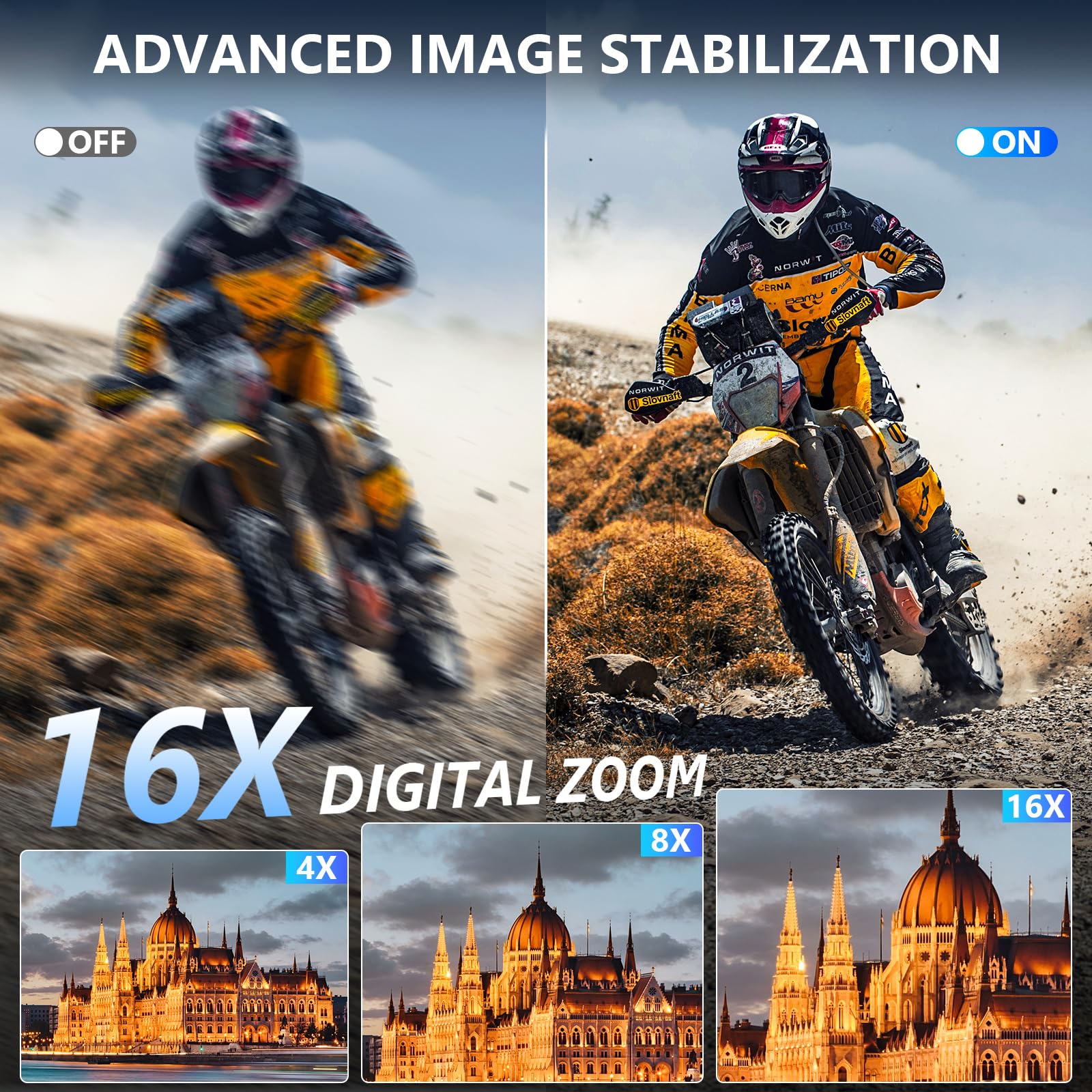 8K Digital Camera, 88MP WiFi Cameras for Photography with 3.2" Touchscreen, 16X Zoom Autofocus Professional Dual Camera, Anti-Shake, 2 Batteries & Charging Stand, 64GB Card, Flash, Lens Hood — view 7