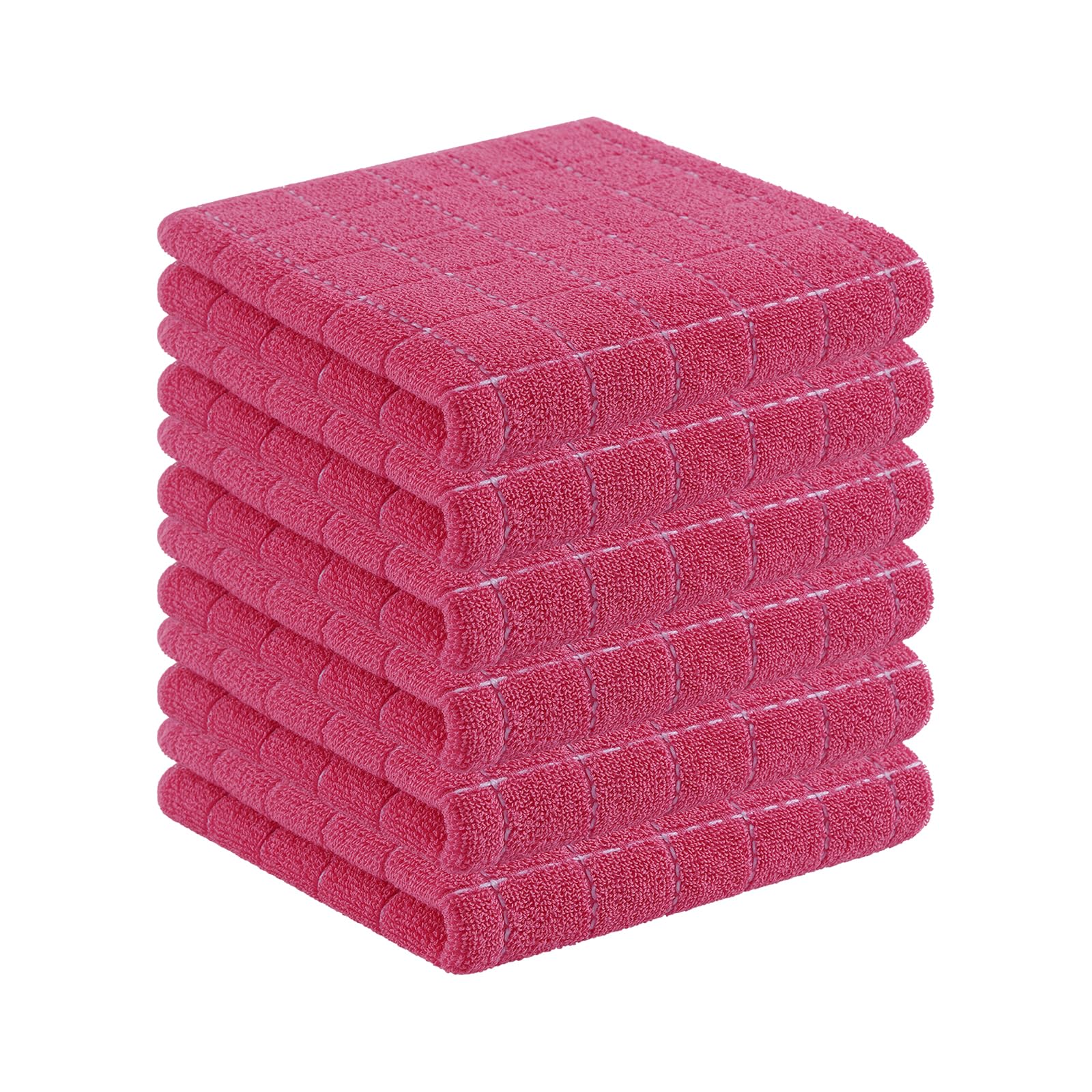 Homaxy 100% Cotton Terry Kitchen Towels, 6 Pack, Rose Red | Ultra Soft and Absorbent Dish Towels for Kitchen, Suitable for Drying and Washing Dishes