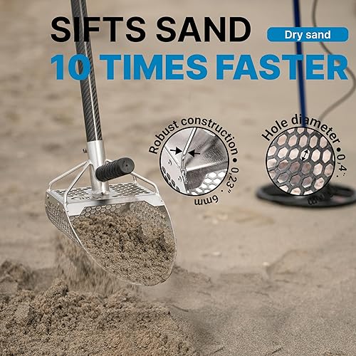 Miniatura 6 de CKG Sand Scoops for Beach Metal Detecting Stainless Steel Beach Metal Detecting Shovel Underwater Treasure Hunting, Metal Detector Accessories(Bag +