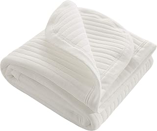 NTBAY Jersey Cotton Quilted Toddler Blanket 30x40 Inches Breathable Soft Warm Baby Blanket White Stripe Boys Girls