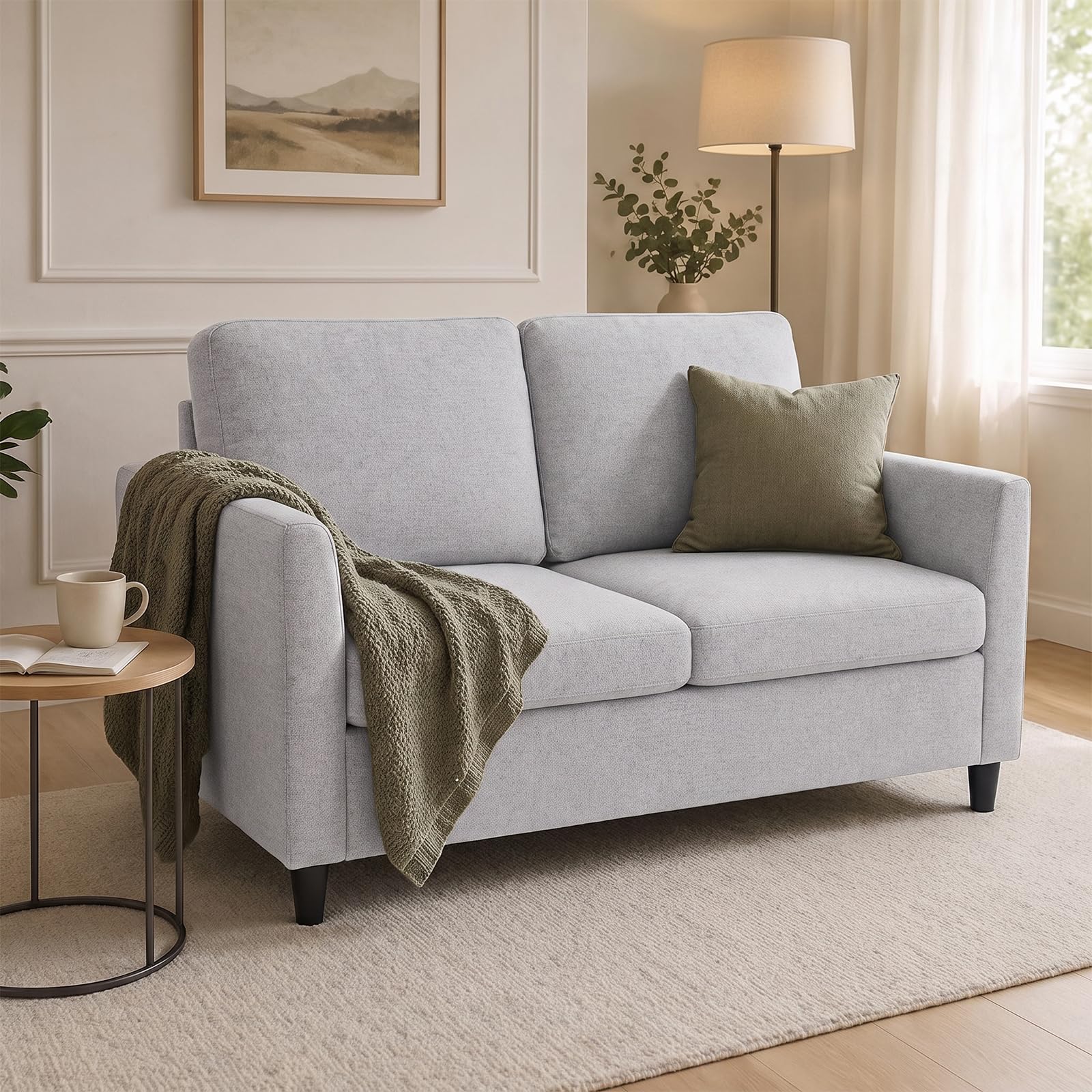 YODOLLA Light Grey 2-Seater Loveseat Sofa with Washable Covers — image 1
