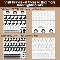 Vista 4 de Rieles de iluminación de riel tipo H, 1 unidad de 120 V de un solo circuito de 3 cables, riel blanco de 3.28 pies con conector adicional 1 I