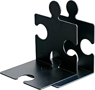 Han 9212-13 - Soporte para CD/sujetalibros con forma de puzzle (2 unidades), color negro [importado de Alemania];Han 9212-13 - Puzzle CD-Ständer / Buchstütze im Set zu 2 Stück schwarz