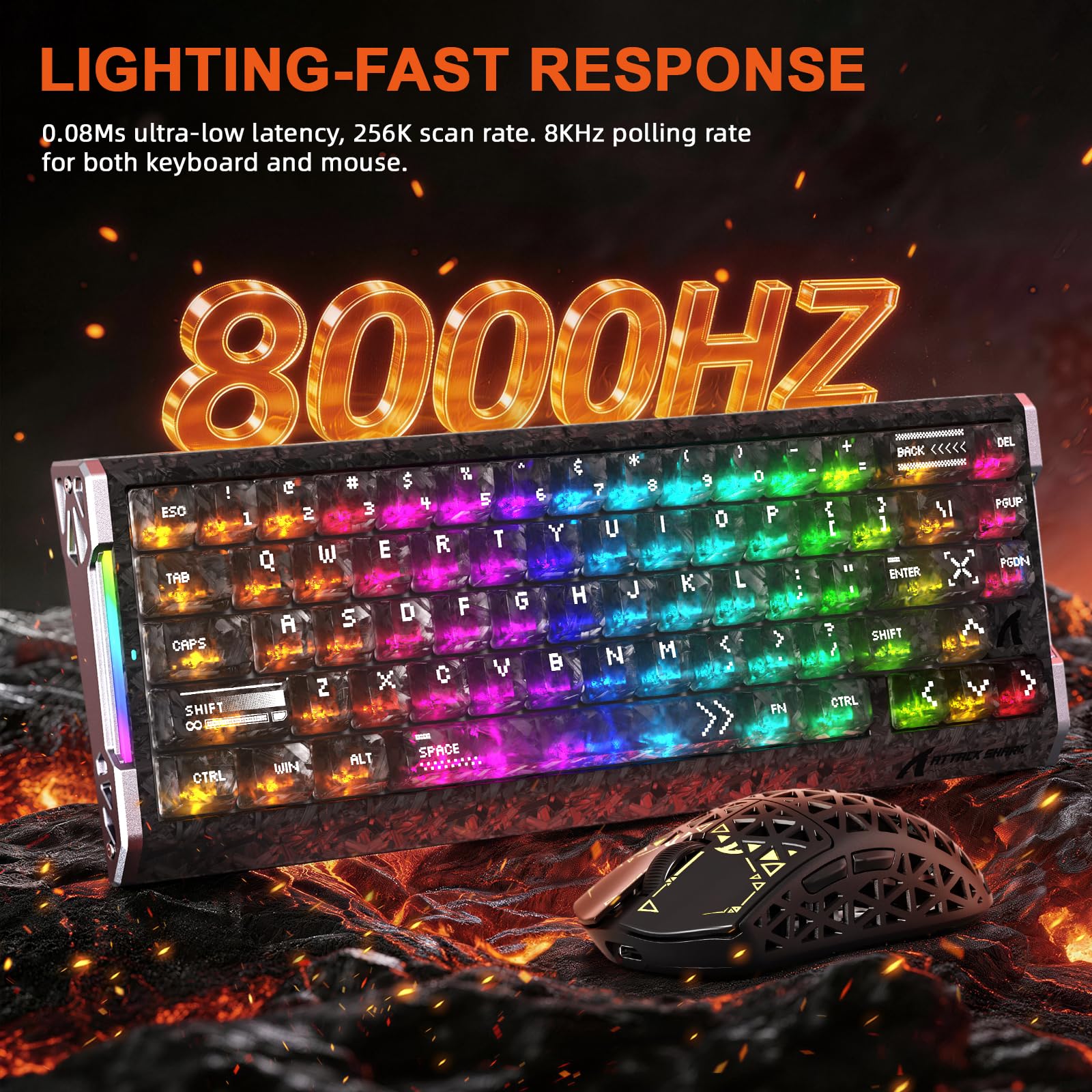 ATTACK SHARK R68HE 8KHz Tastiera Gaming Magnetica & Combo Mouse R5Ultra