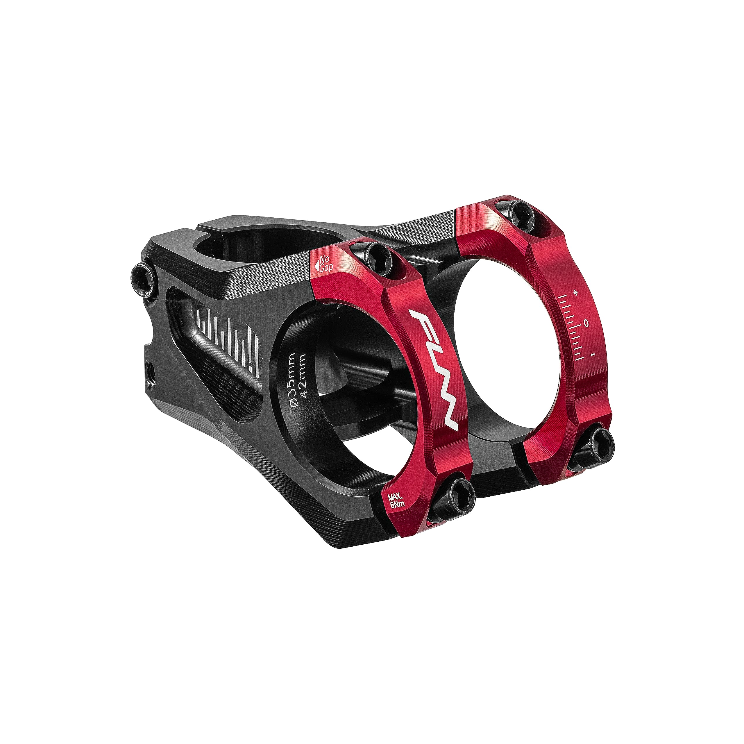 Funn Equalizer Bike Stem with Zero Rise- Length 42mm stem with 35mm Bar Clamp, 0 Degree Alloy Bike Stem for Mountain Bike and BMX Bike (Red)