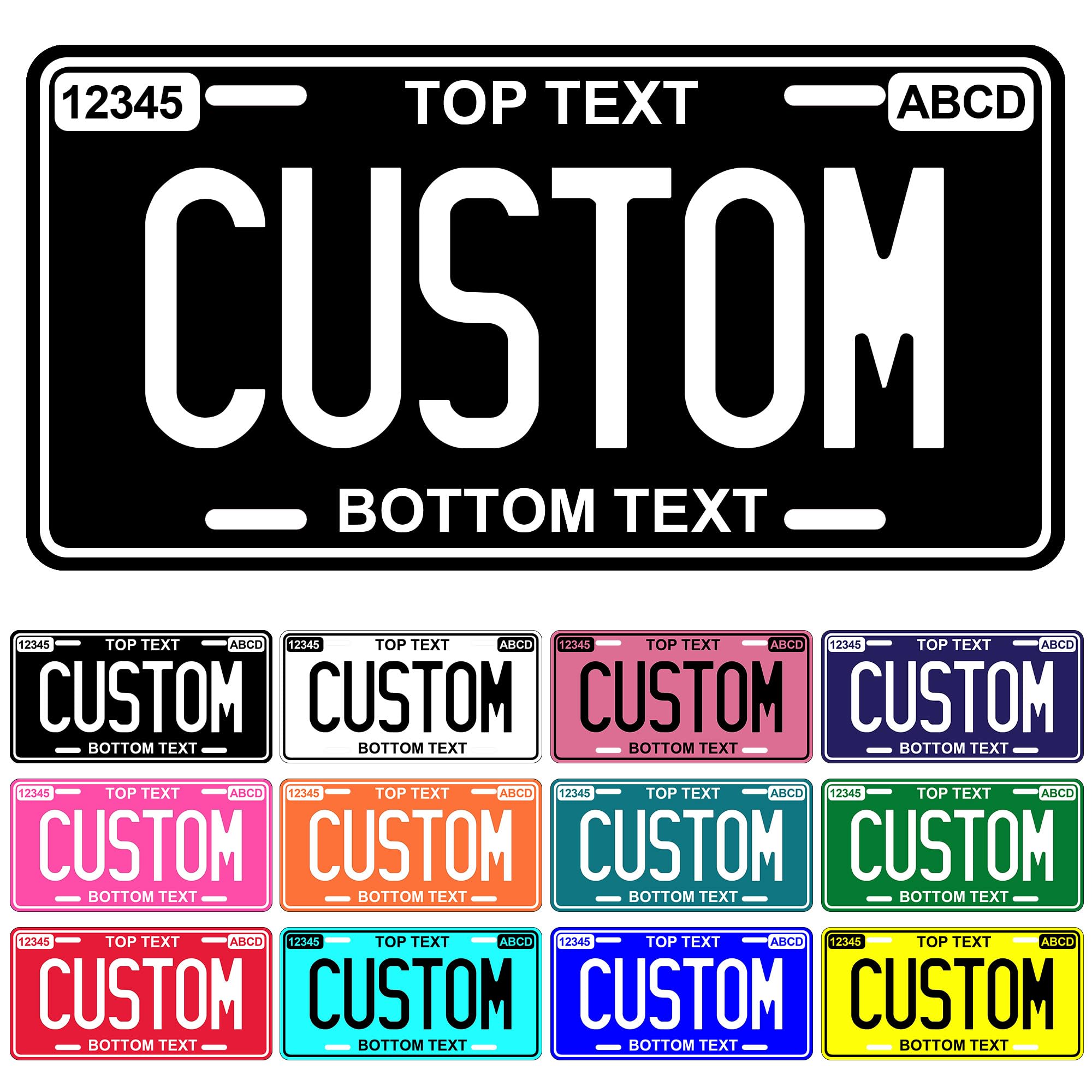 Metal Custom License Plate - 6x12 Inch - Select from All 50 States - Personalized License Plate for Front of Car - Decorative Auto Accessories Car Tags (2. Solid Style A)