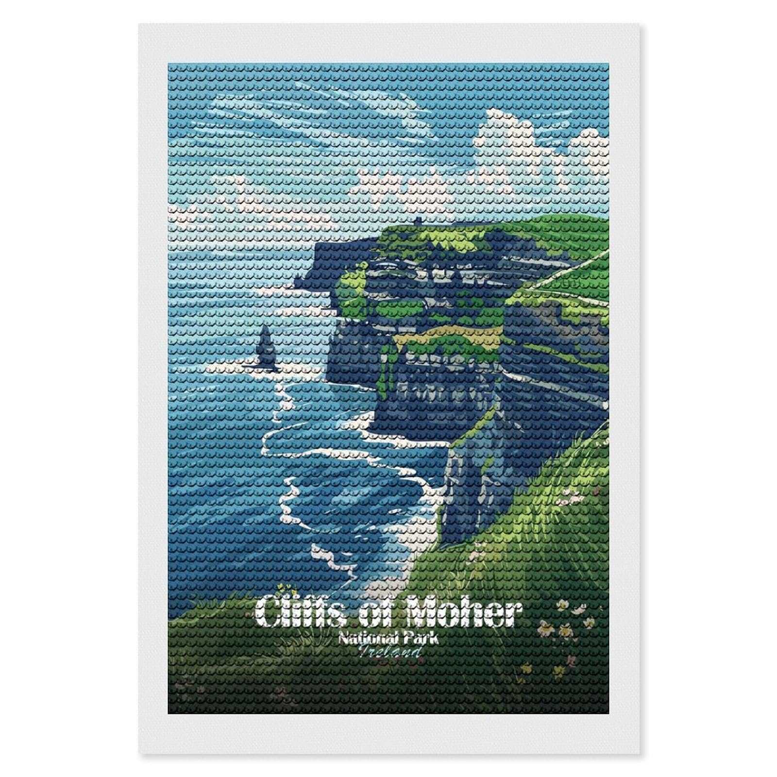 Junmoney Cliffs of Moher National Park Ireland Diamond Painting Canvas Set 8"x12", with Tool Kit, Easy to Enjoy, Home Wall Decor, Thoughtful Handmade Gift
