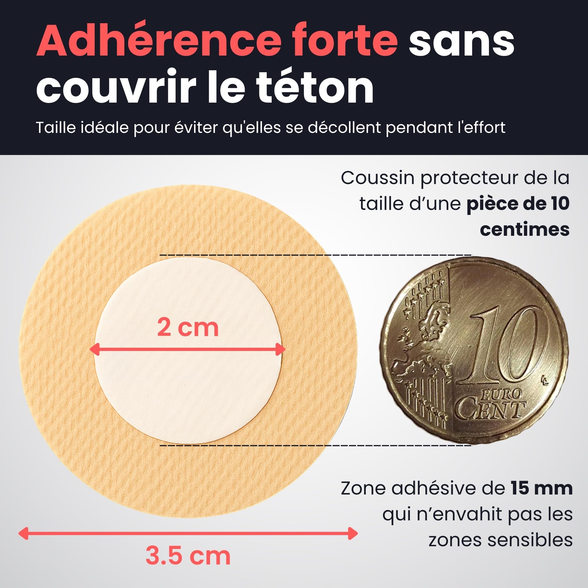 Protège Mamelon Running Homme 35mm Jetable Adhésif Résistant Cœur Doux