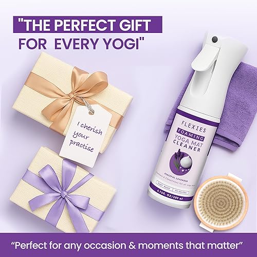 Miniatura 7 de Kit de limpieza de esterilla de yoga  Spray de esterilla de yoga a base de espuma con cepillo suave y paño de microfibra  Esenciales de yoga sin