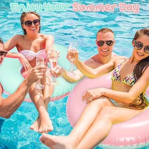 Miniatura 6 de ShinyRelief 4 flotadores inflables de piscina para adultos, tubos interiores pastel, macarrones, anillos de piscina, flotadores para cumpleaños,