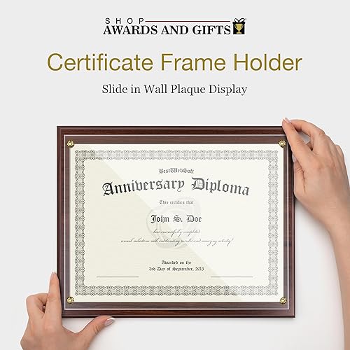 Miniatura 10 de SHOP AWARDS AND GIFTS Soporte para marco de certificado de 8.5 x 11 pulgadas, pantalla de placa de pared deslizante, tablero de 10.5 x 13 pulgadas,