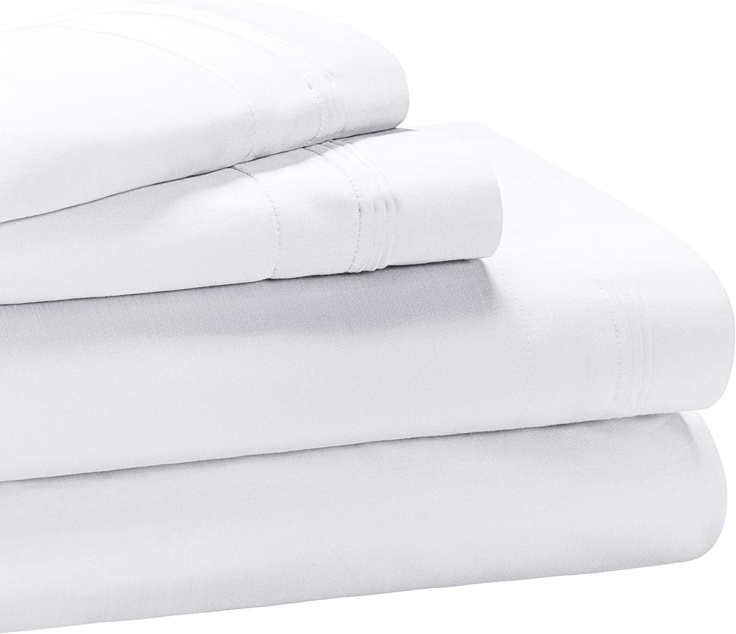 BLUENILEMILLS BNM 1000 Thread Count Luxury Egyptian Cotton Solid Sheet Set, Classic Bedding Decor, Includes 1 Elastic Deep Pocket Fitted Bed Sheet, 1 Flat Sheet, 2 Pillowcases