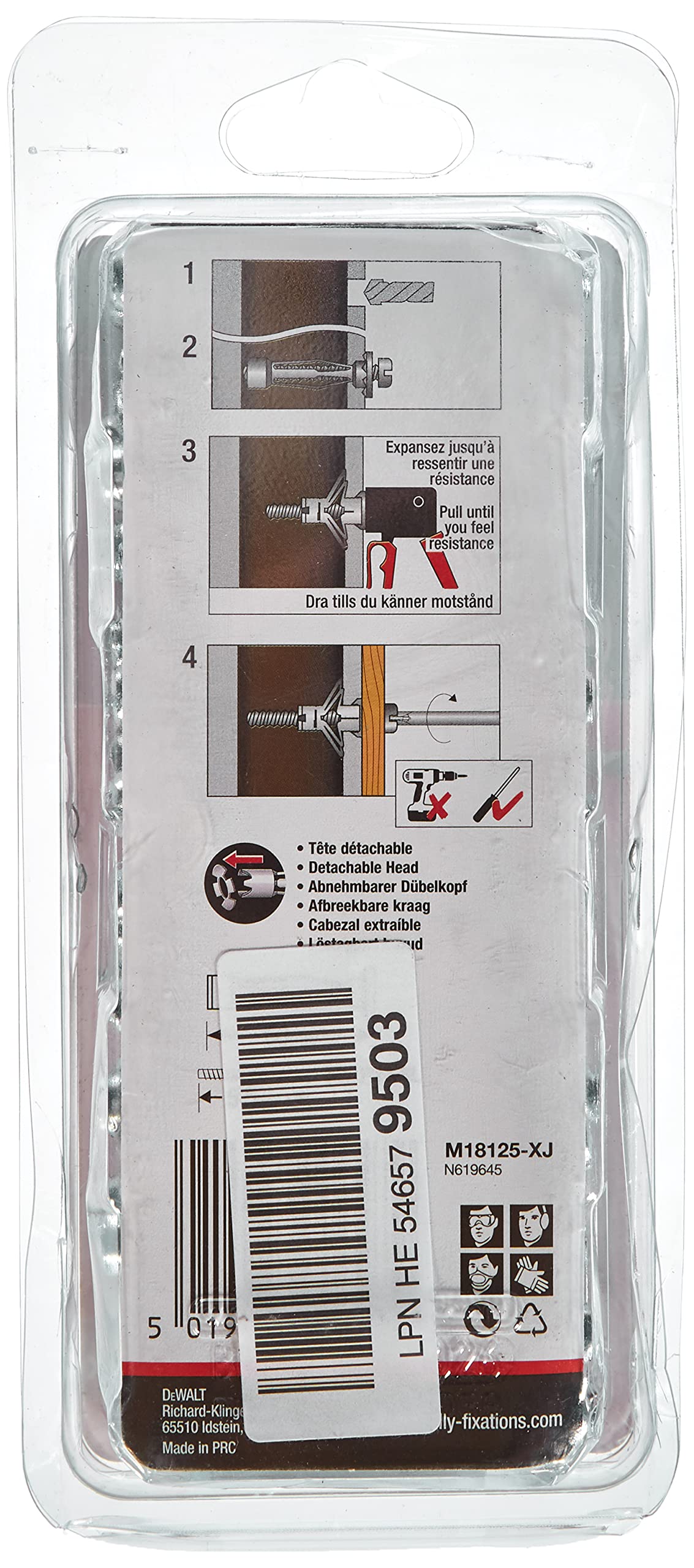Molly M18125-XJ Chevilles métalliques à expansion avec vis M6 Ø 11 x 50 mm, Gris, Set de 40 Pièces