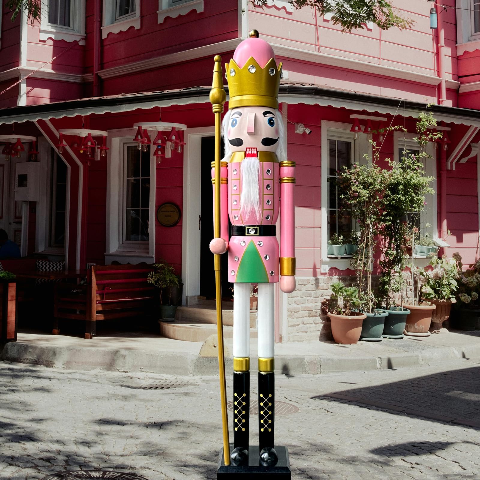 Amazon.co.jp: CDL 高さ4フィート パステルピンク 木製 くるみ割り人形