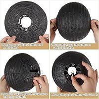 Vista 3 de 30 linternas de papel negras decorativas, linternas chinas redondas, varios tamaños para decoración del hogar, fiestas y bodas, cumpleaños