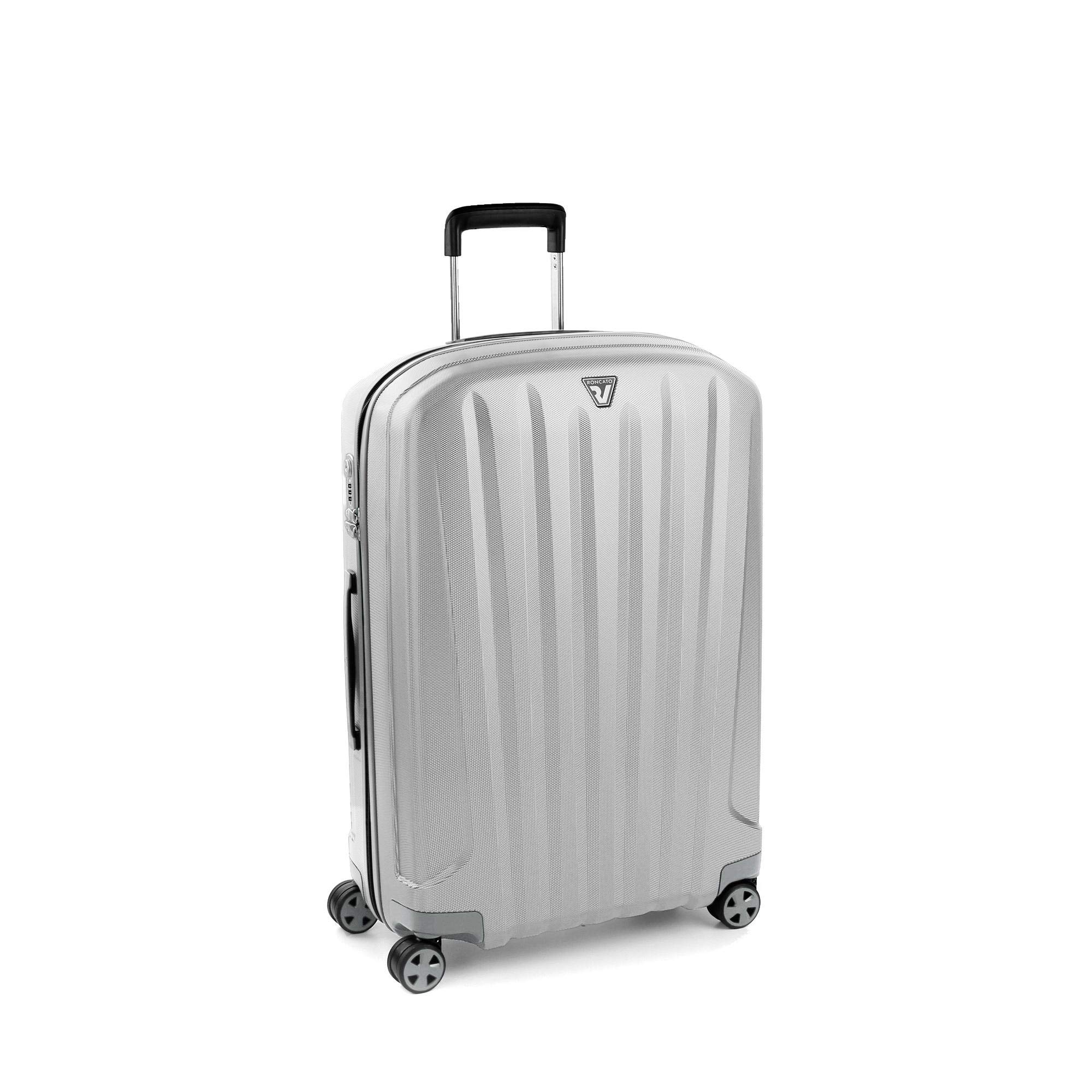 Roncato Unica Silver Color Polycarbonate Material Hard 26" Medium Size Trolley