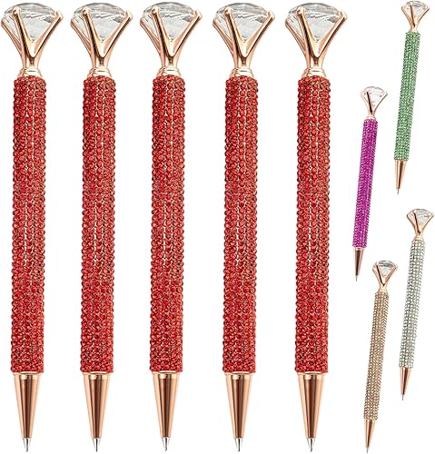 Miniatura 1 de Uoffice5 5 bolígrafos de diamantes grandes con purpurina de metal brillante, bolígrafos retráctiles de tinta negra, suministros de regalo para