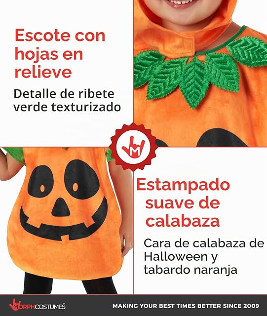 Foto 3 de 7 de Morph Disfraz Calabaza Bebé y Niño, Disfraces de Calabaza para Halloween Niña y Niño, 4-6 años