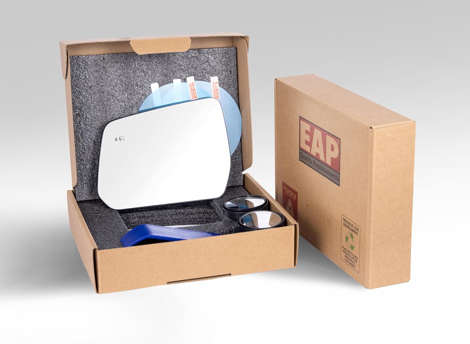 EAP Driver Side Mirror Glass Compatible with GMC Acadia 2017-2023, Chevrolet Traverse 2018-2023, Heated With Blind Spot, 23505278 84498317 84498318 GM1324210