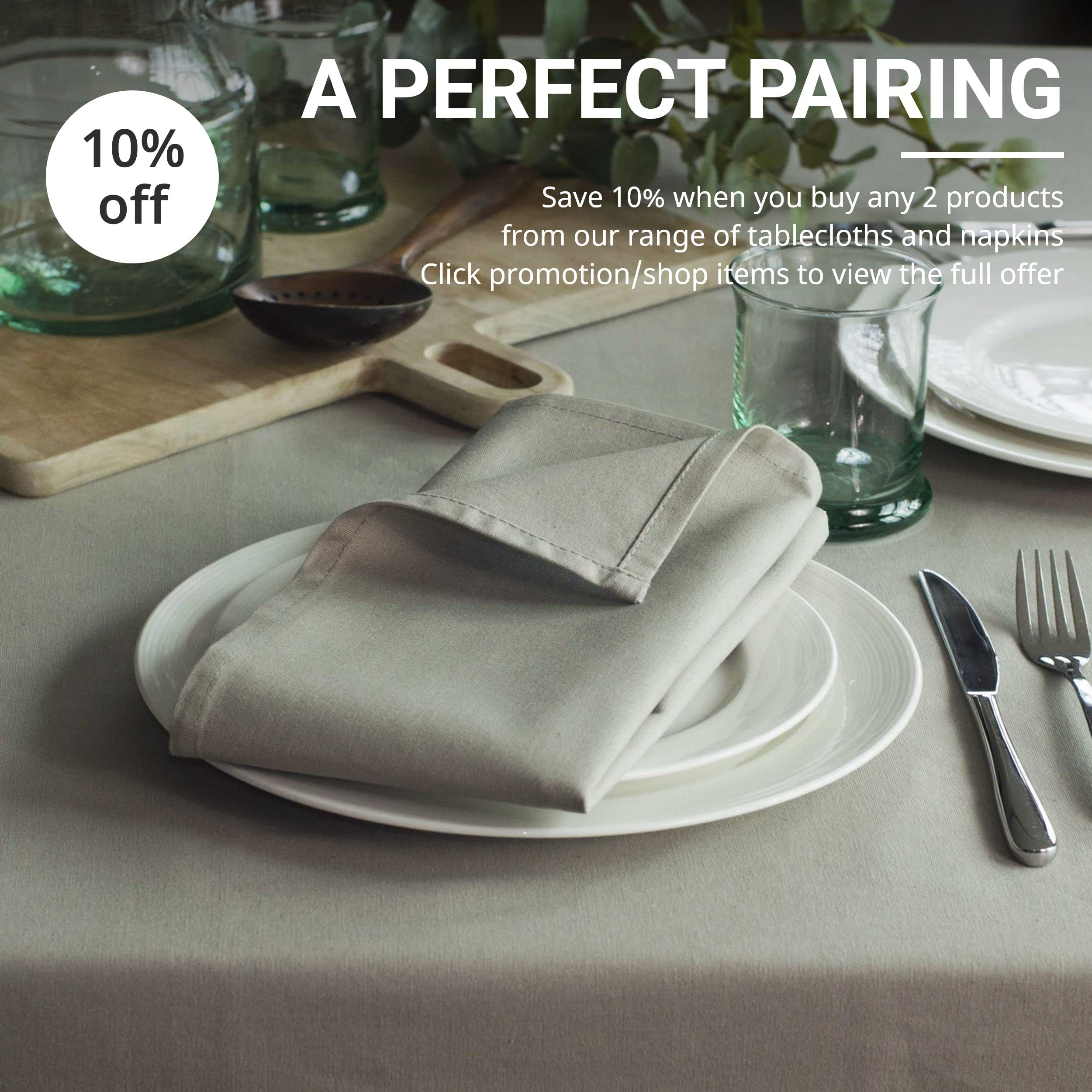 Organic Cotton Napkins - 6 Pack - 45 x 45 CM (18 x 18 in) - Warm Grey; Easy-Care Washable Reusable Heavyweight Fabric; Eco-Friendly Cloth Dinner Napkins for Dining Party/Everyday Use